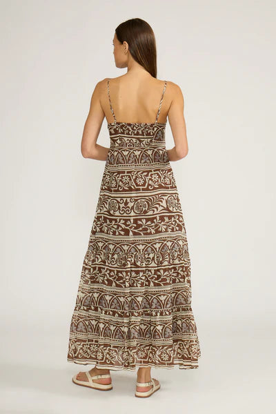 Fiona Maxi Dress - Brown/Cream
