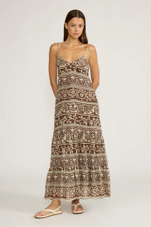 Fiona Maxi Dress - Brown/Cream