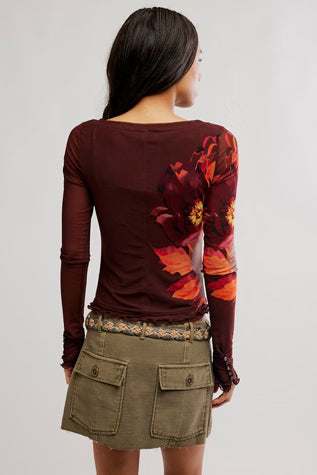 Lilly Printed LS Top - Cocoa