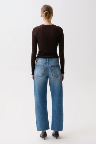 Lexi Mid Rise Bowed Straight