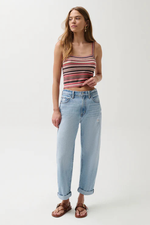 Donny Rolled Hem Boyfriend Jean - Old Blues