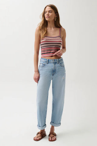 Donny Rolled Hem Boyfriend Jean - Old Blues