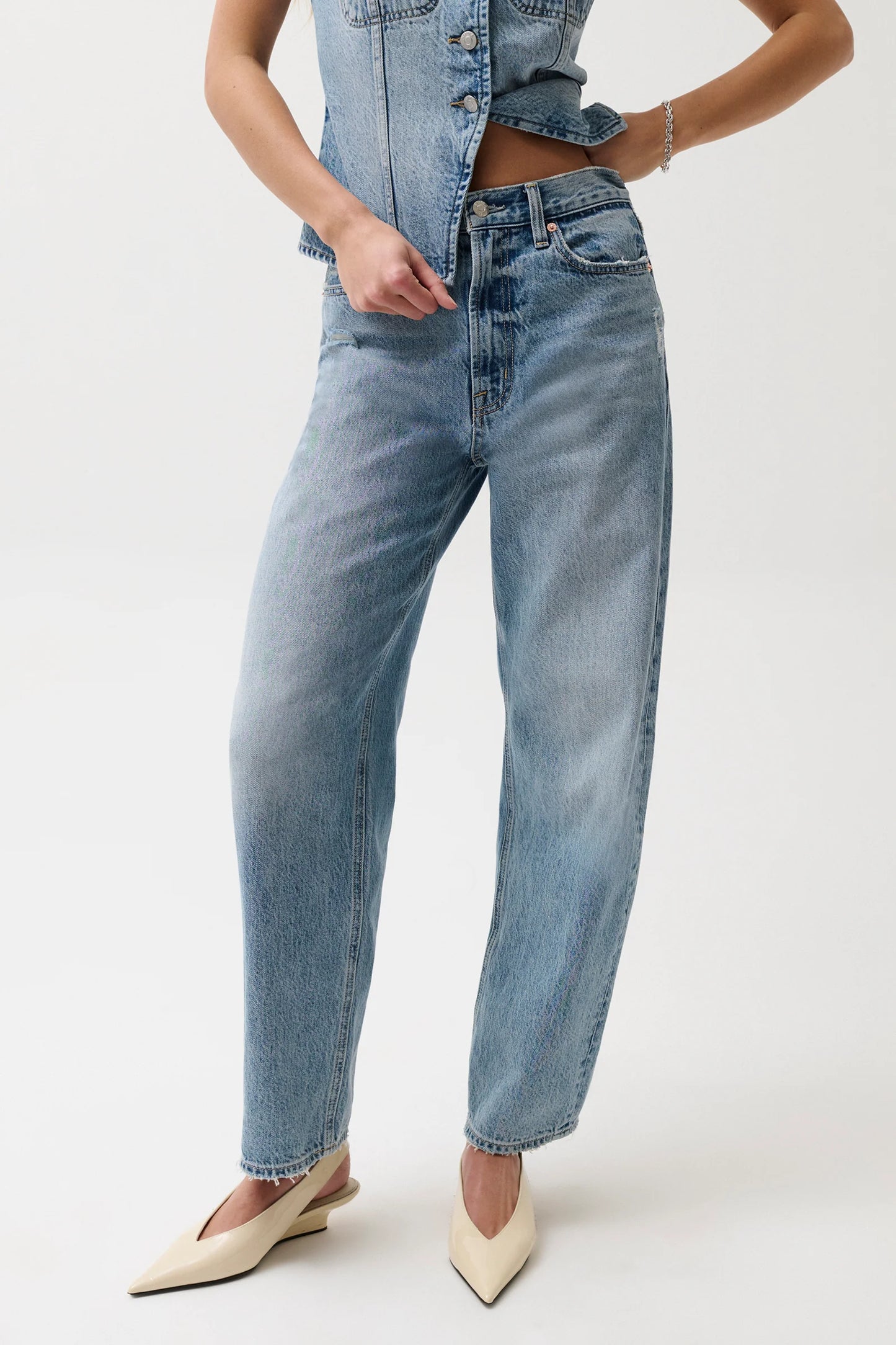 Wes High Rise Barrel - Blue Coud