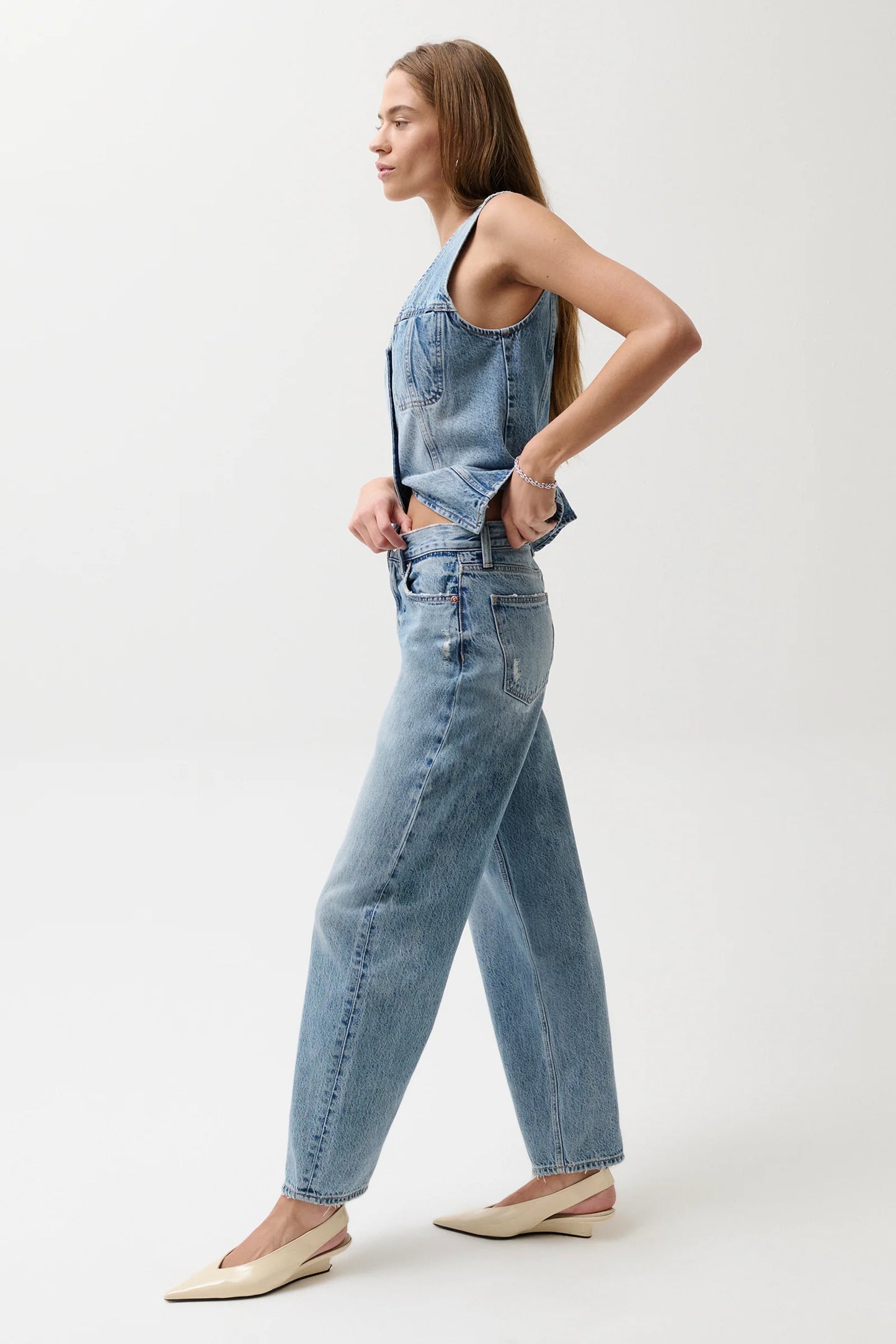 Wes High Rise Barrel - Blue Coud