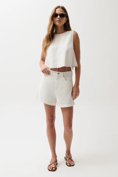 Kimora High Rise Linen Short - Egret