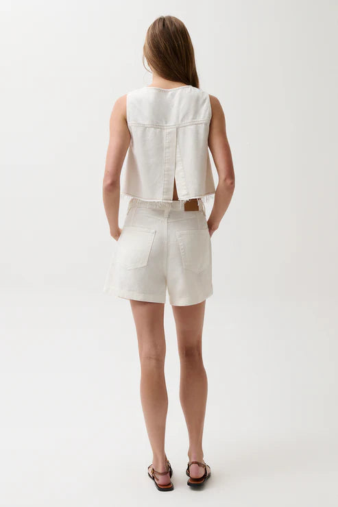 Kimora High Rise Linen Short - Egret