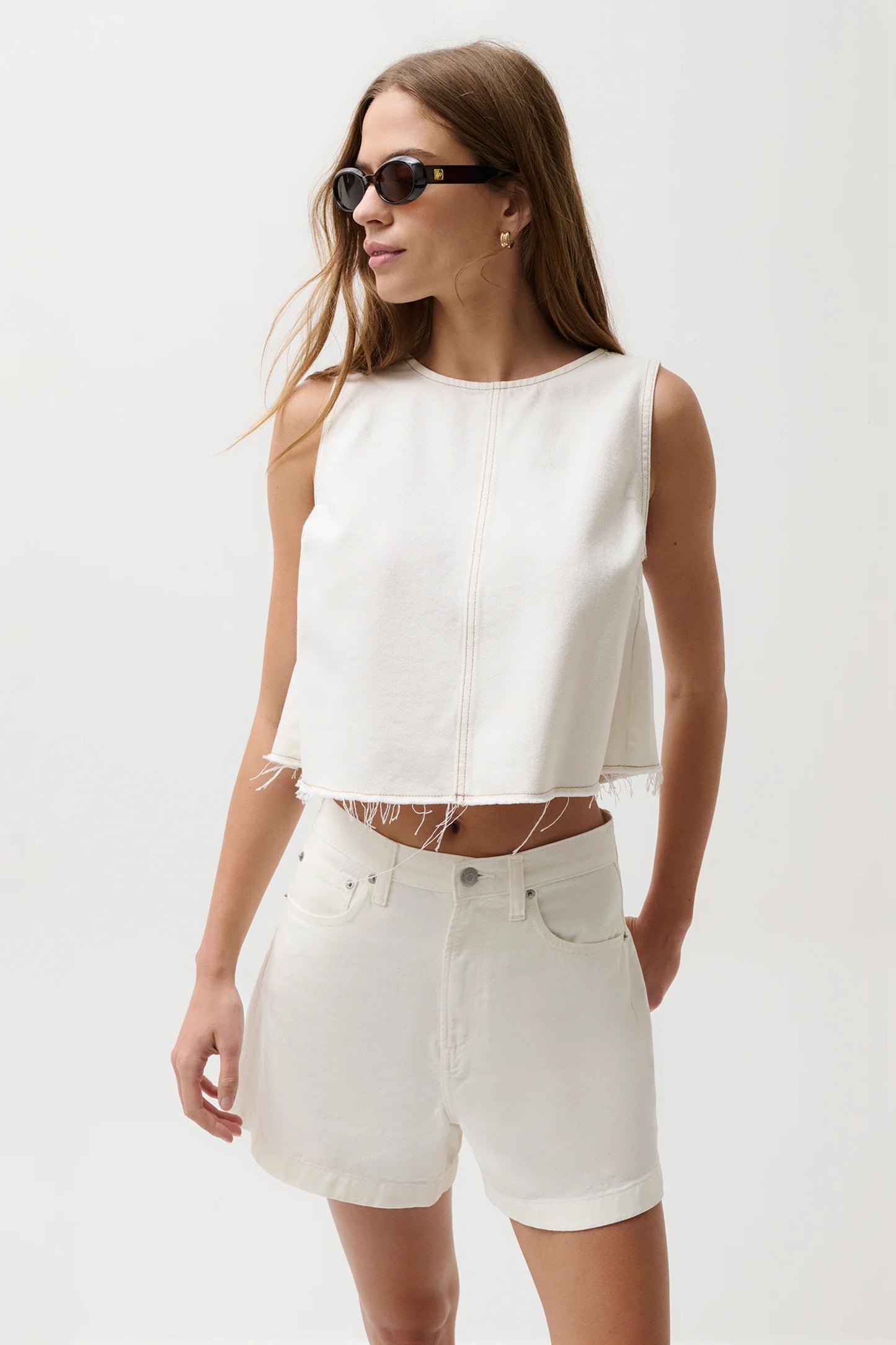 Rue Crop Swing Shirt - Off White