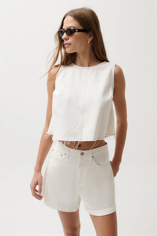 Rue Crop Swing Shirt - Off White