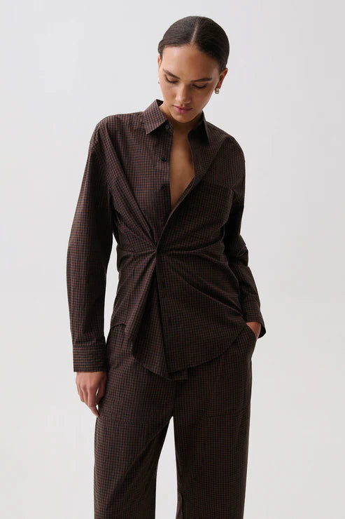 Mila Button Down Wrap Top -Hot Toddy