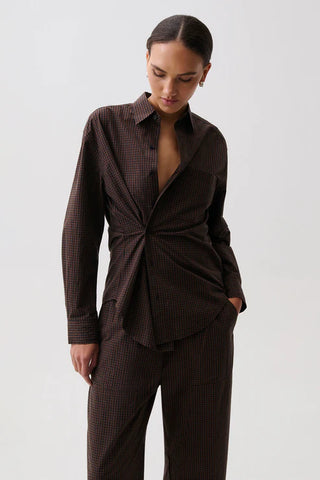 Mila Button Down Wrap Top -Hot Toddy