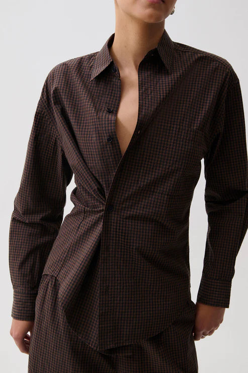 Mila Button Down Wrap Top -Hot Toddy