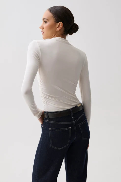 Nathalia Draped Mock Neck - Soft White