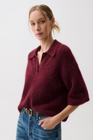 Nadya Alpaca Blend Boxy Polo Sweater