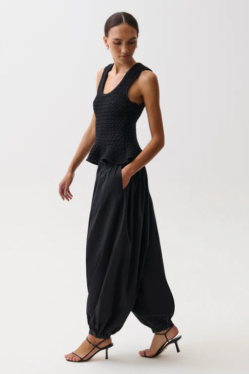 Liya Poplin Balloon Pant - Noir