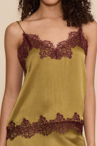 Vanessa Satin Lace Trim Cami Top