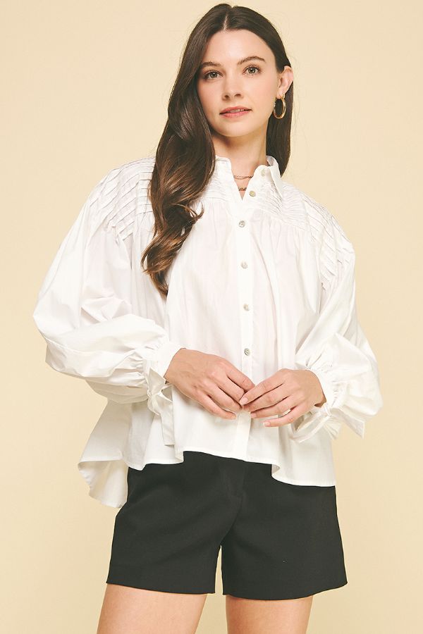 Tucked Detail Blouse - Off White