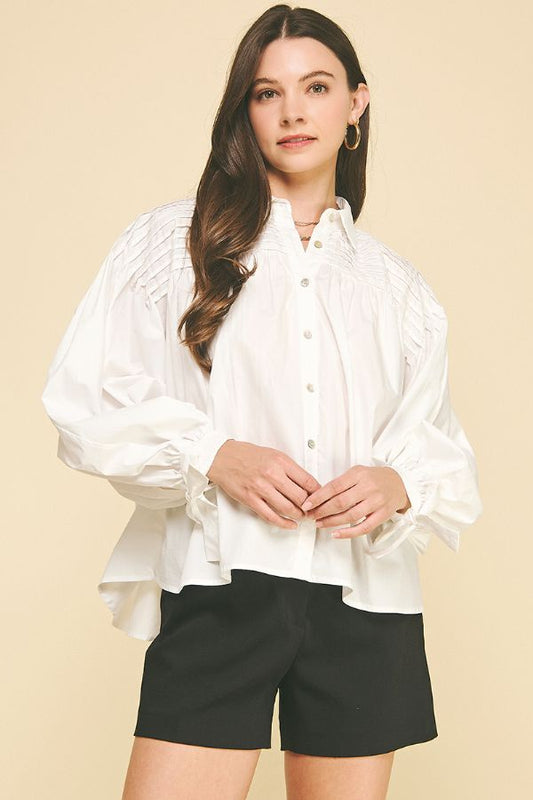 Tucked Detail Blouse - Off White