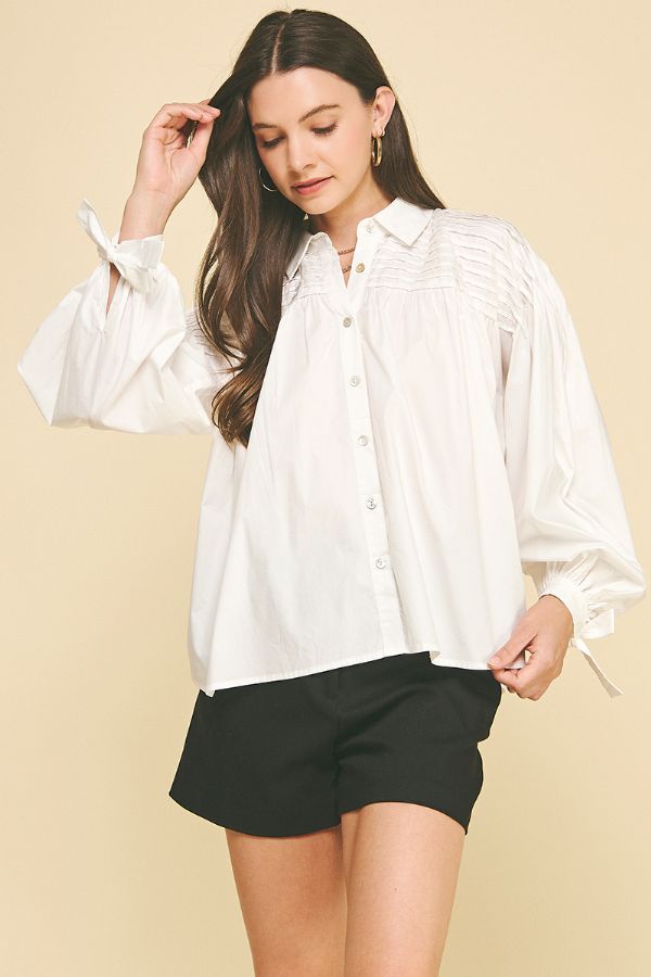 Tucked Detail Blouse - Off White