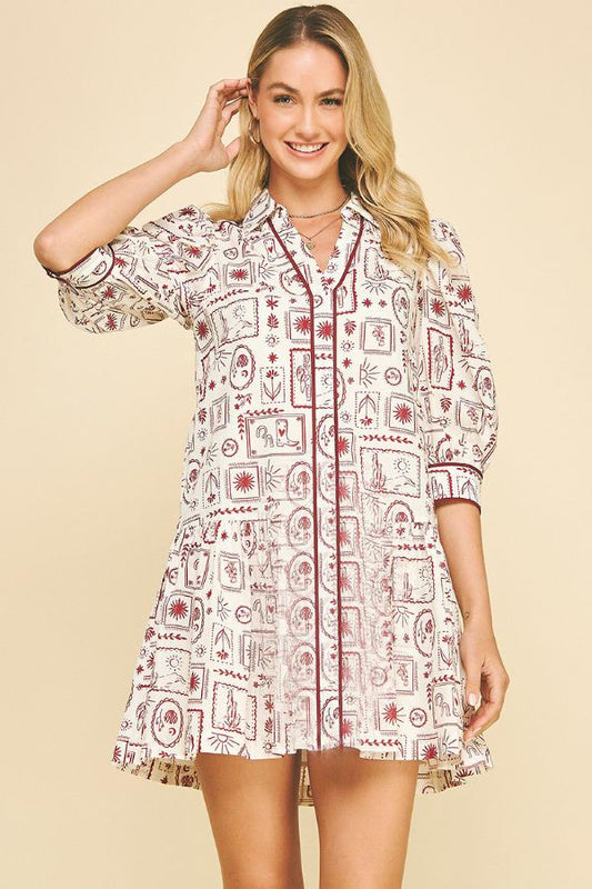 Print Tiered Mini Dress