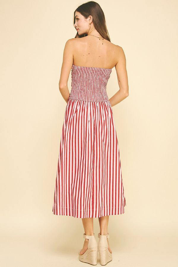 Stripe Tube Maxie Dress - Pink/Wine