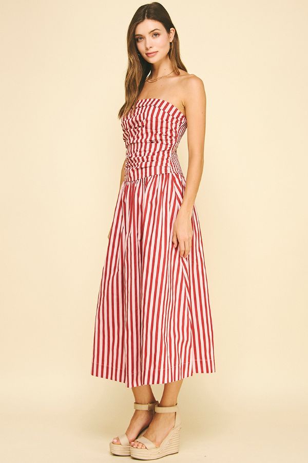 Stripe Tube Maxie Dress - Pink/Wine