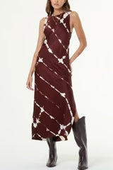 Quinta Midi Dress - Sepia Shibori Wash