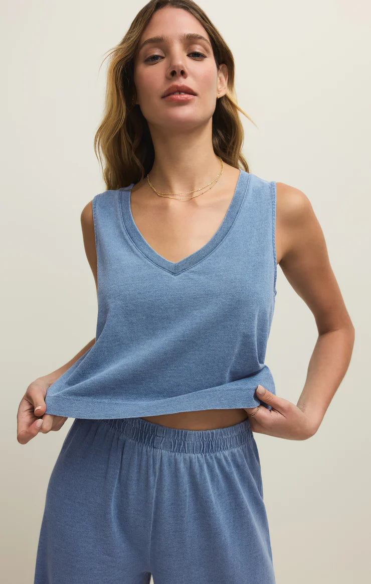 Z Supply Sloane V-Neck Jersy Denim Top