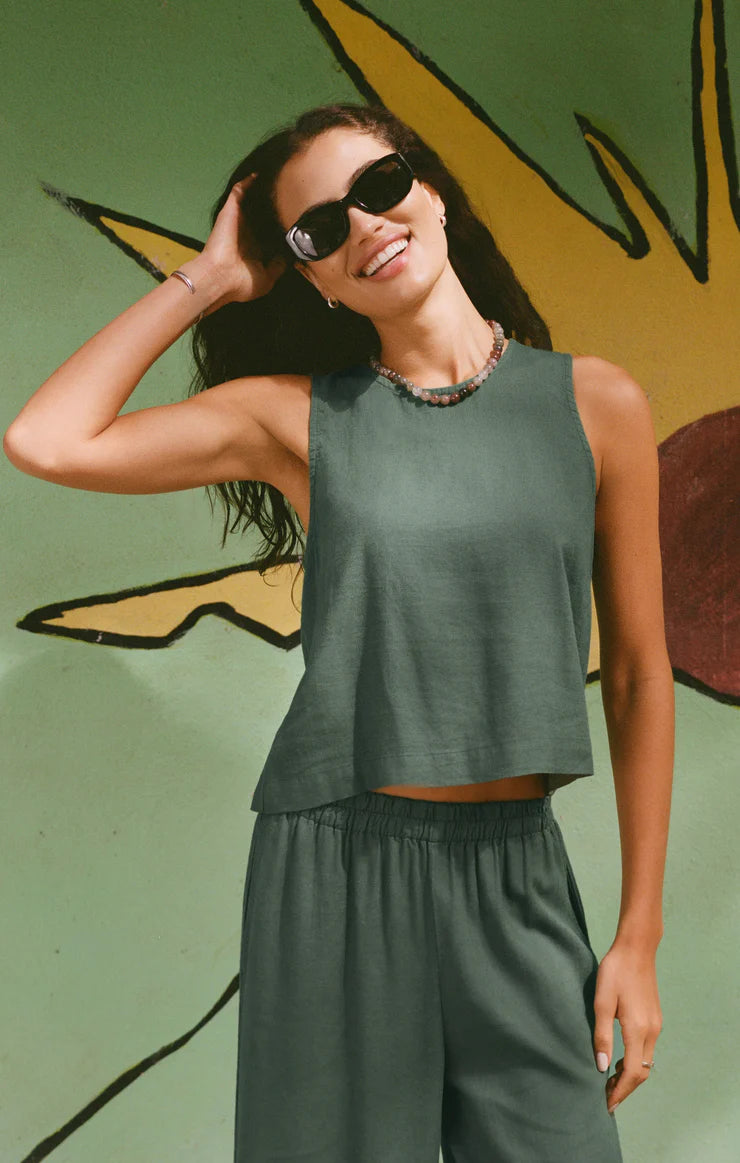 Sloane Linen Cropped Tank