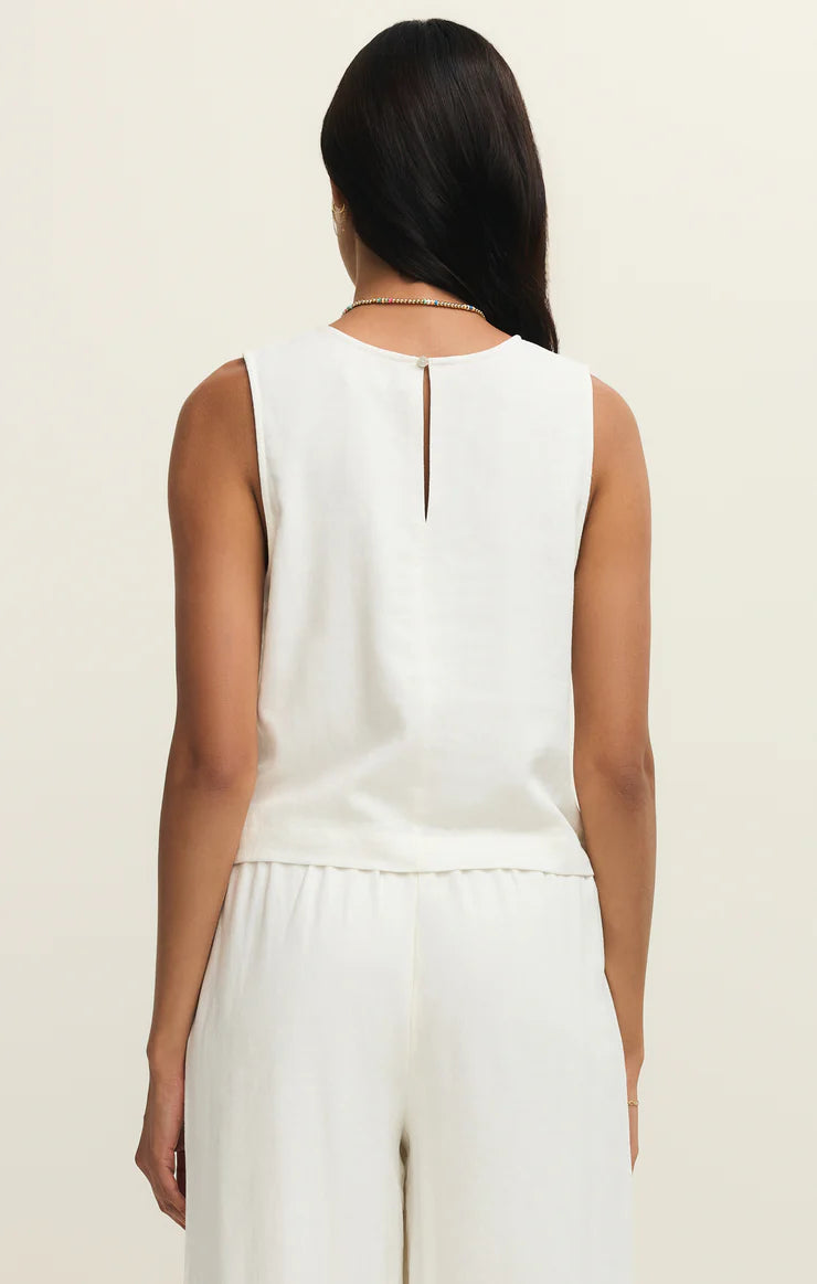 Sloane Linen Tank- White
