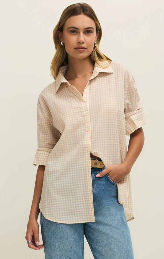 Z Supply Seaport Gingham Button Up - Parchment