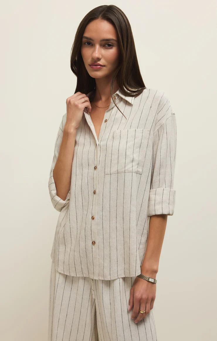 Z Supply Alfie Striped Button Up - Linen