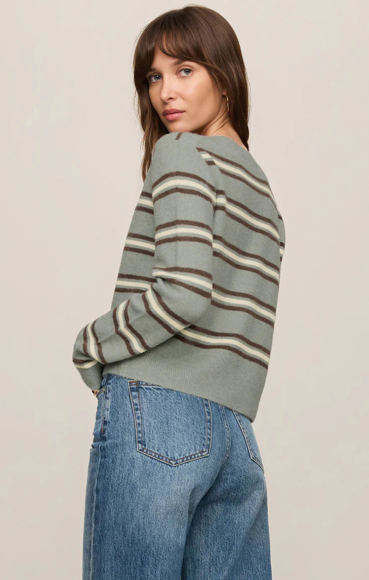 Medina Stripe Cardigan - Aqua Cloud