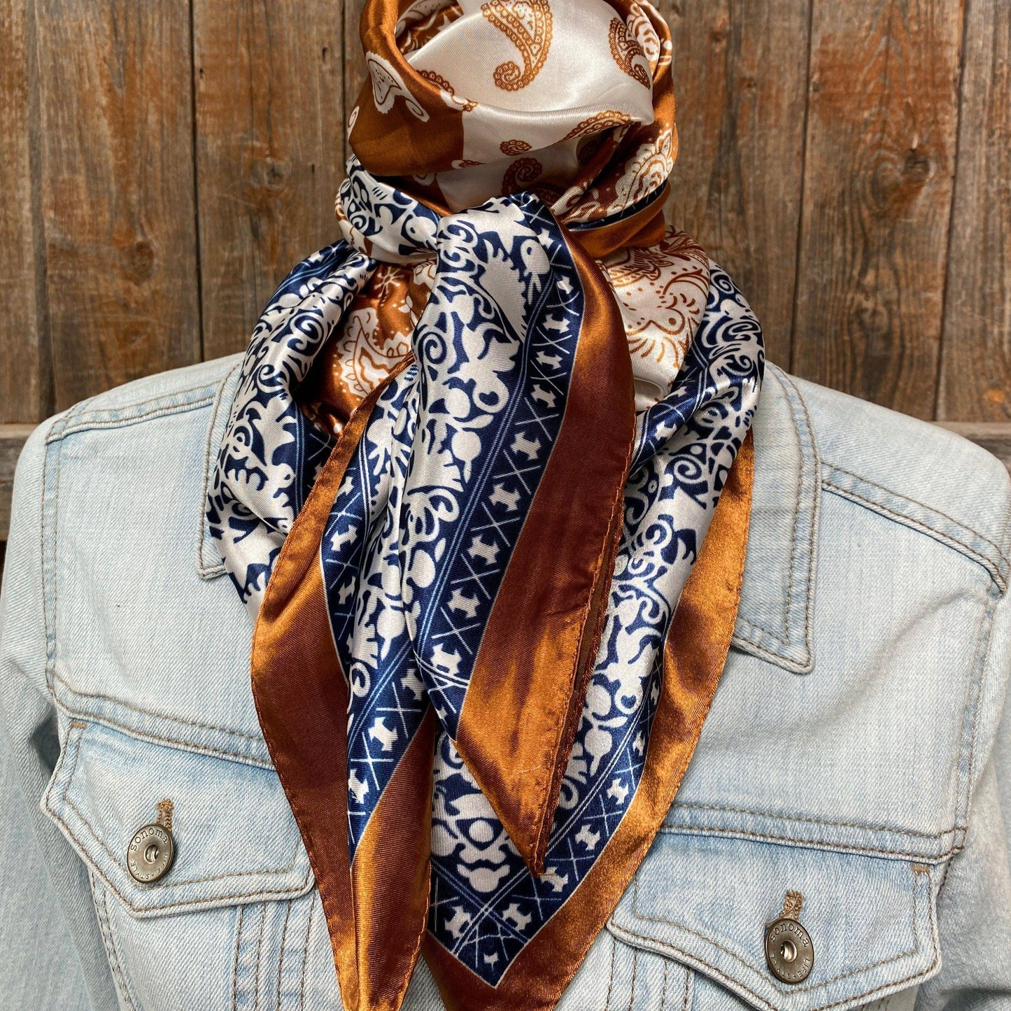 Rust & Navy Paisley Wild Rag/Scarf