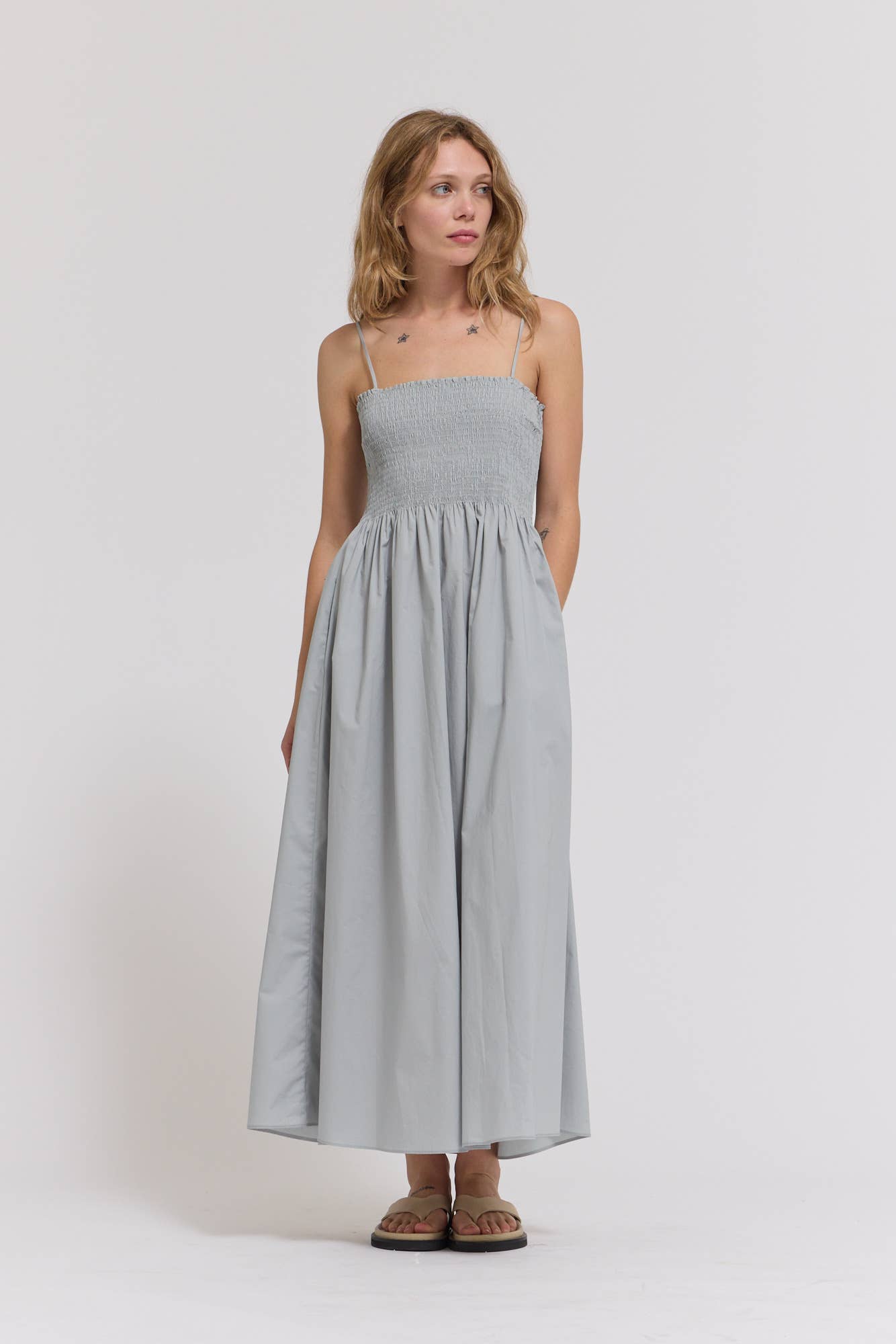  SMOCKED TOP MAXI DRESS