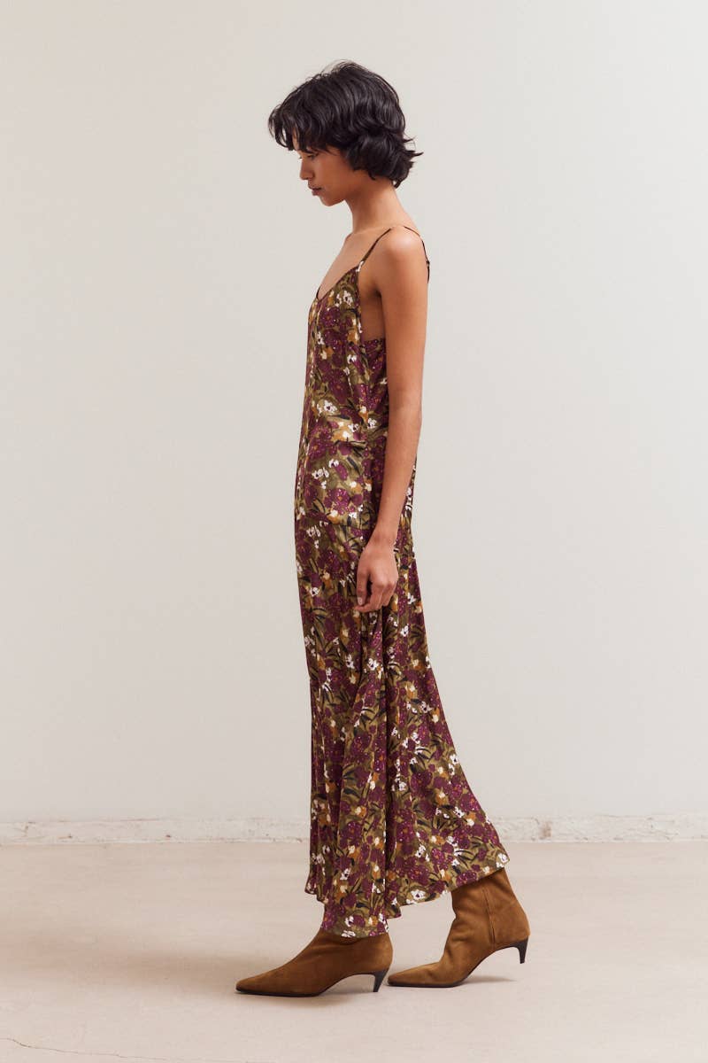 Dark Jewel Floral Print Maxi Dress