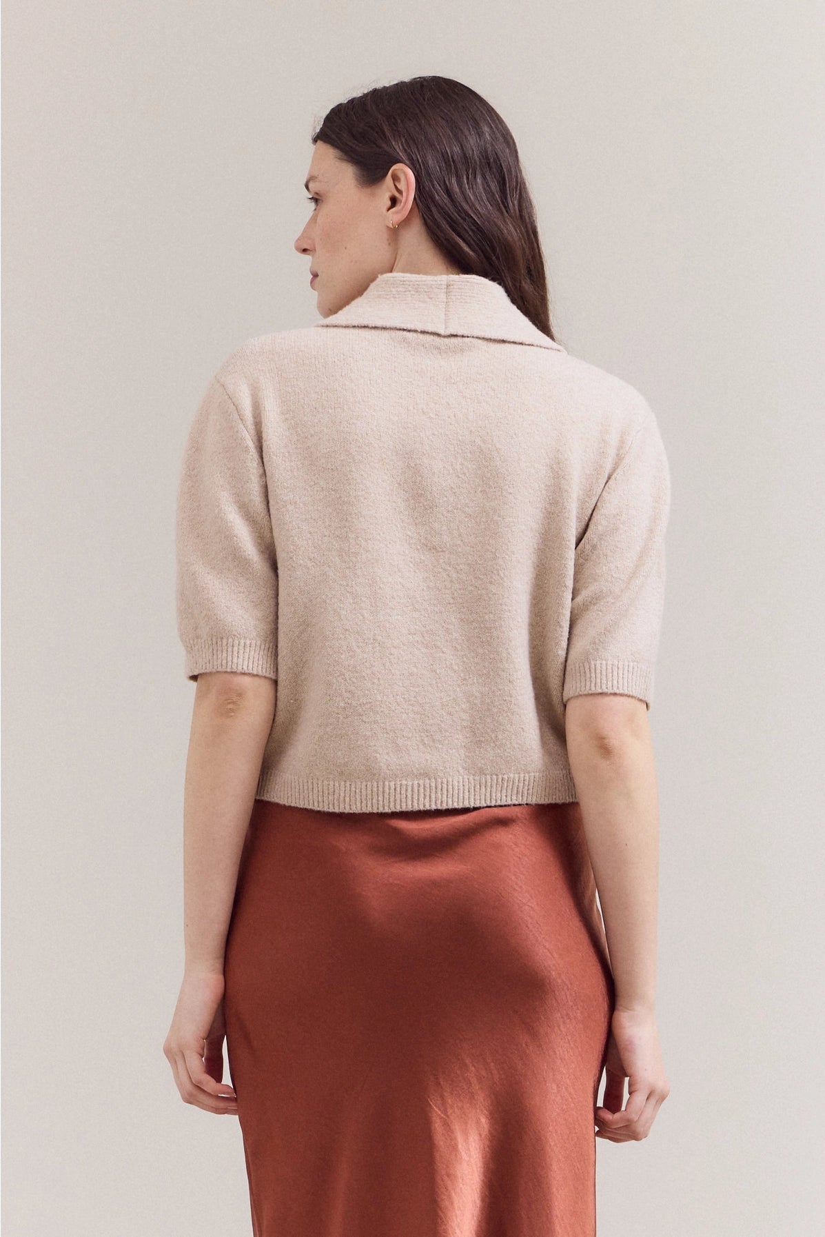 Irish Cream 3/4 Sleeve Collar Top