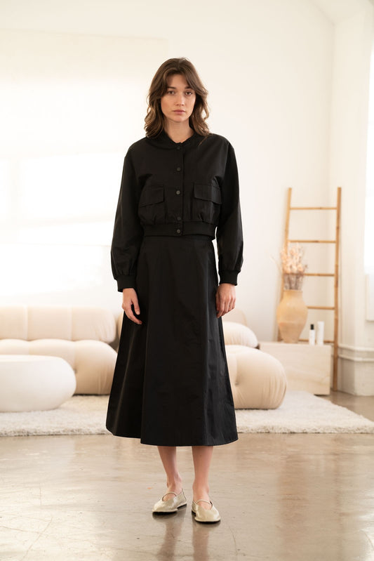 Jet Black Flare Skirt
