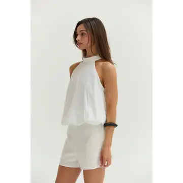 Rachel Bubble Hem Poplin Halter Top