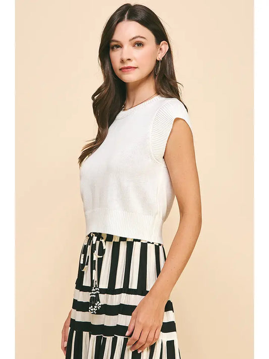Cap Sleeve Knit Top - Pure White