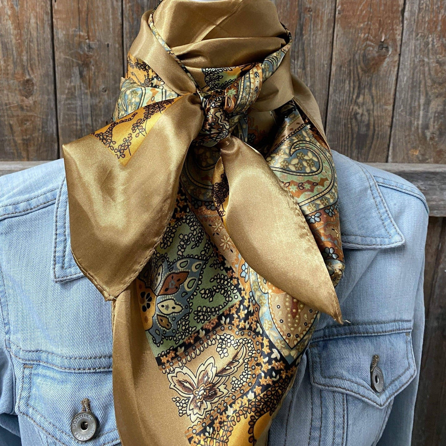 Neutral Tone Paisley Wild Rag / Scarf