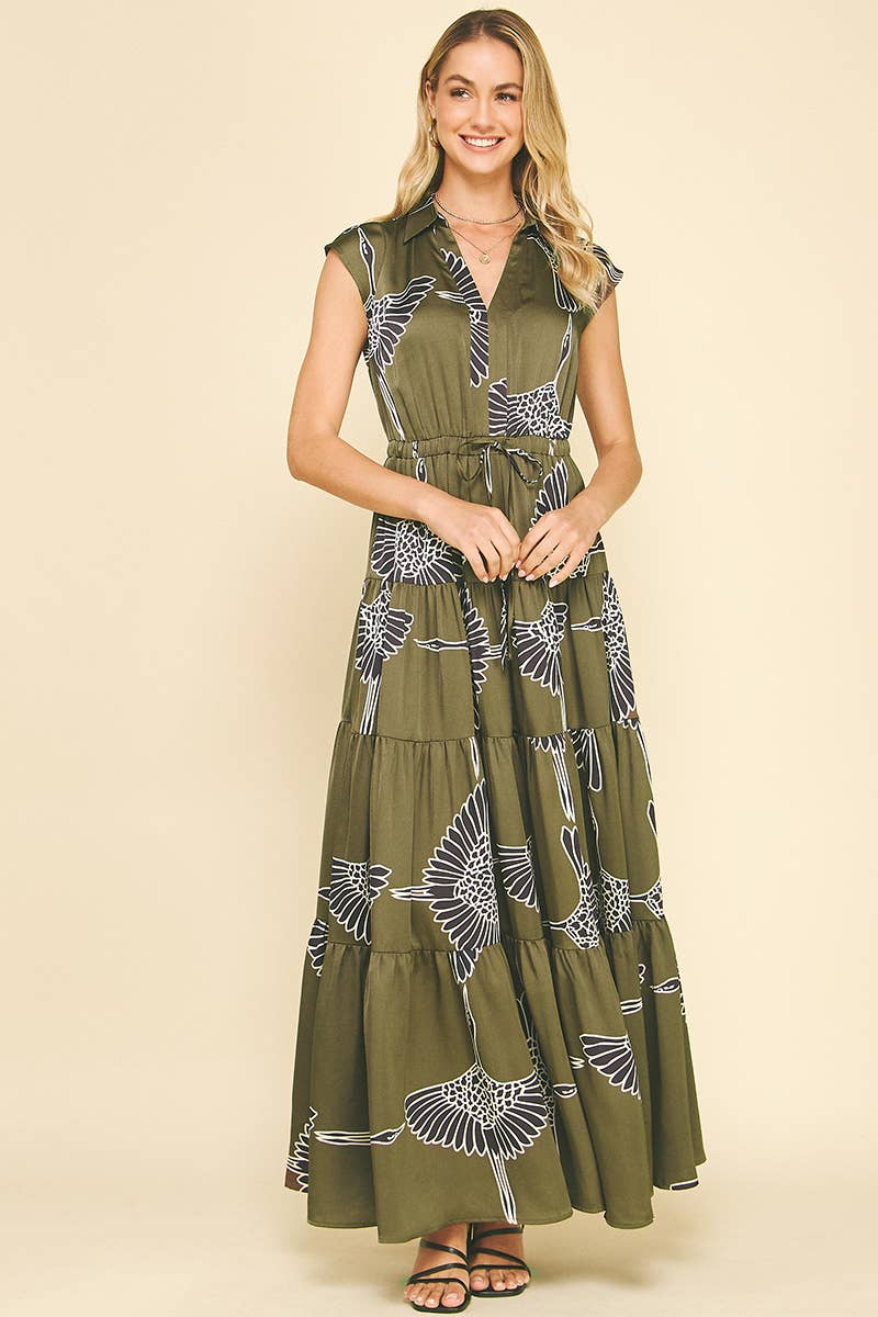 Olive Tiered Maxi Dress