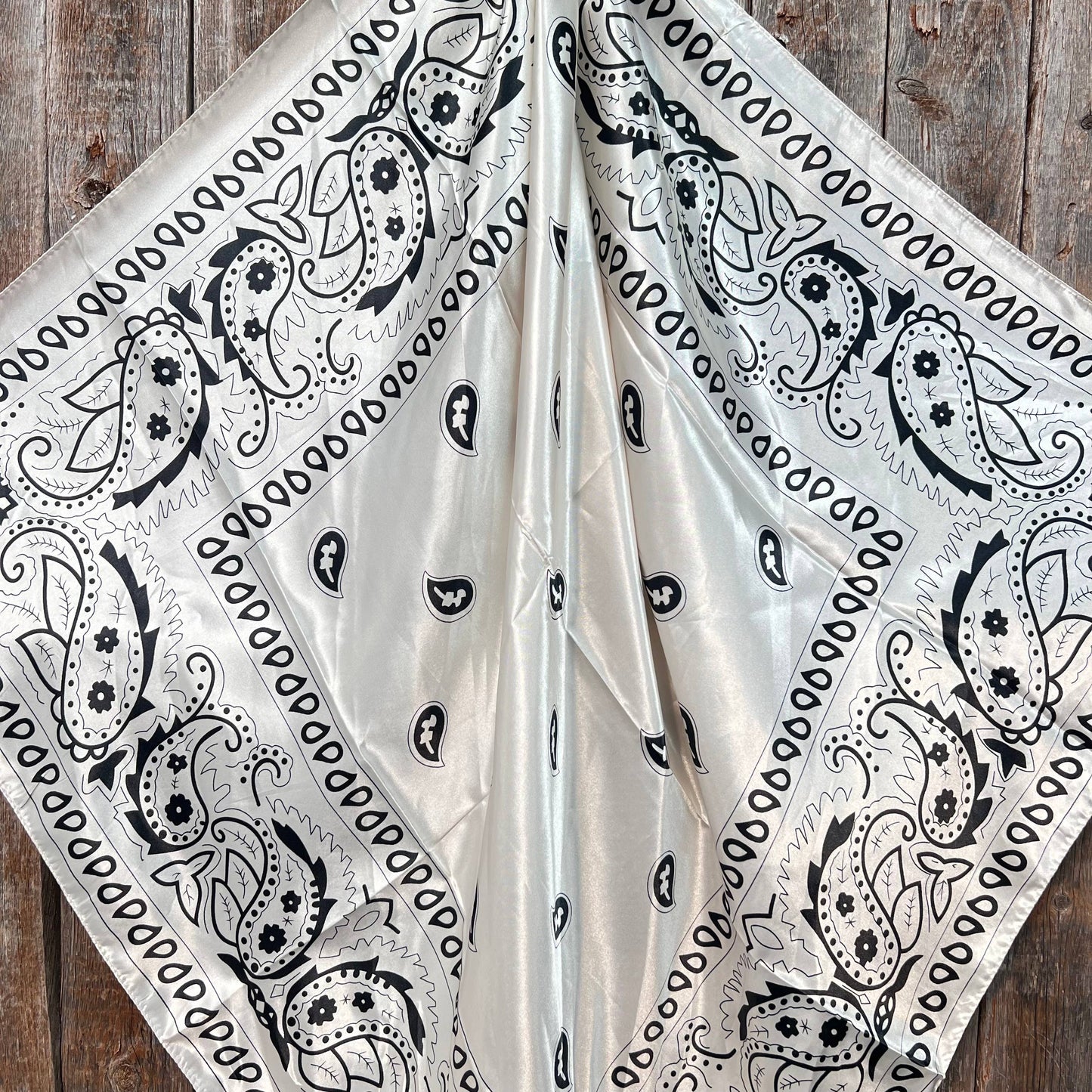 Cream & Black Paisley Wild Rag/Scarf