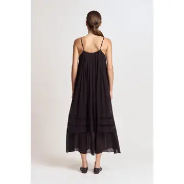 Pleated Cotton Maxi - Black