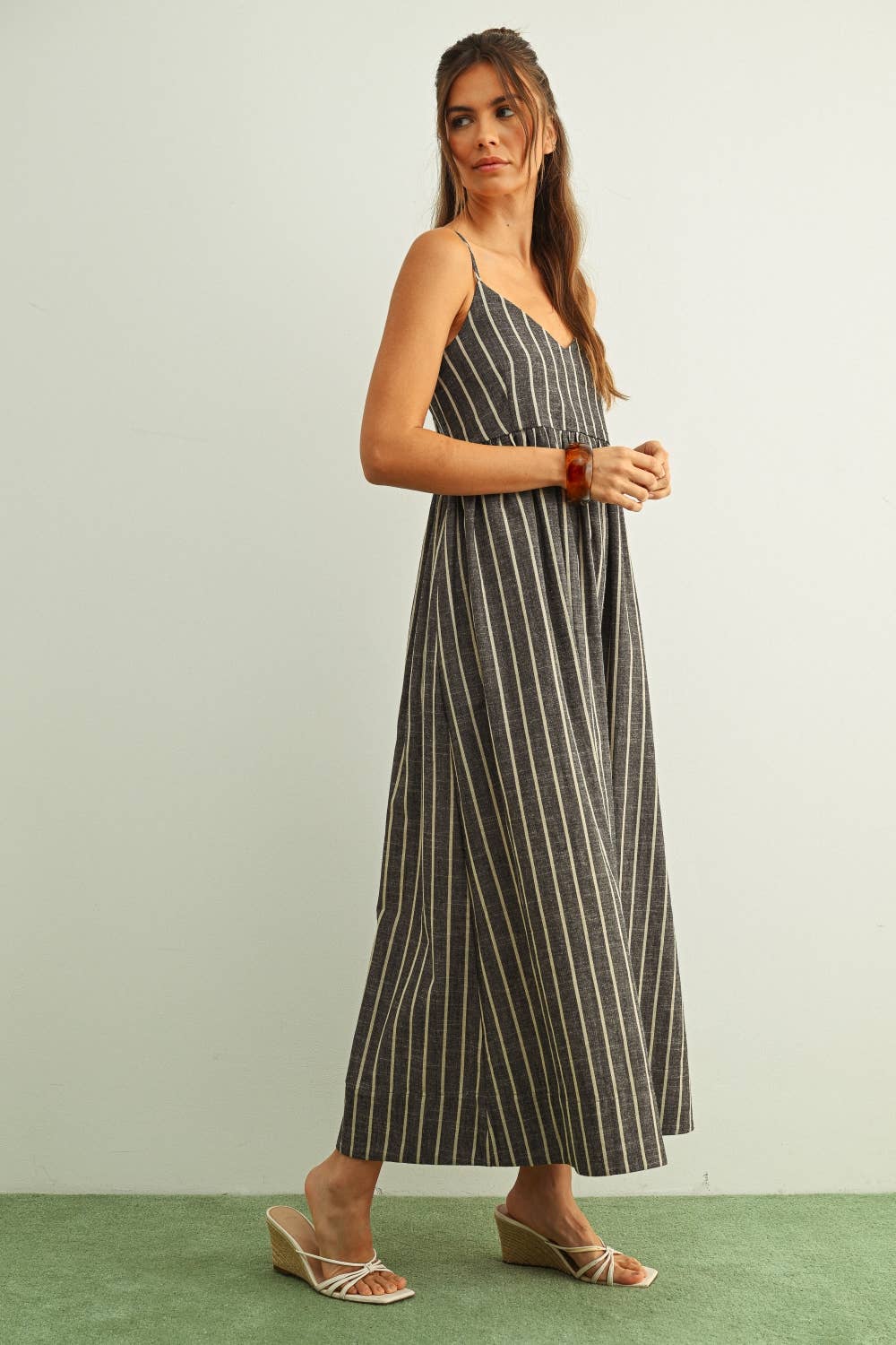 STRIPE PATTERN LONG DRESS
