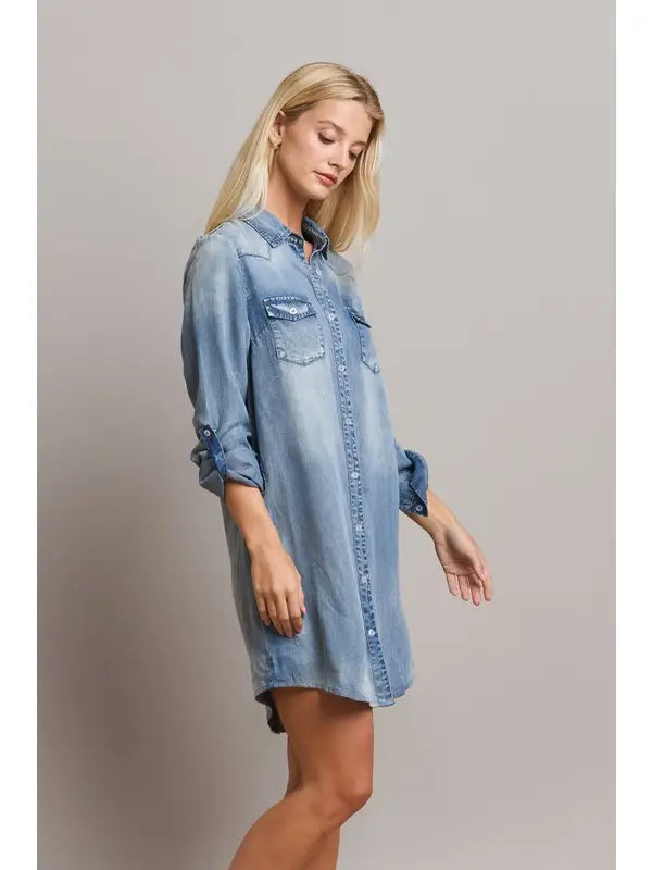 Denim Button Down Shirt Dress