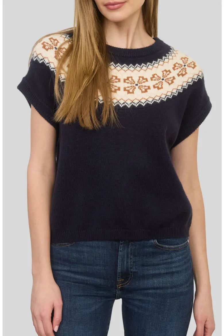 Fair Isle Yoke SS Sweater