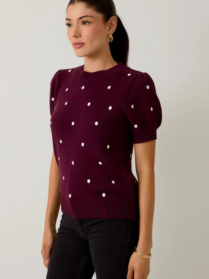Maroon/White Polka Dot Sweater