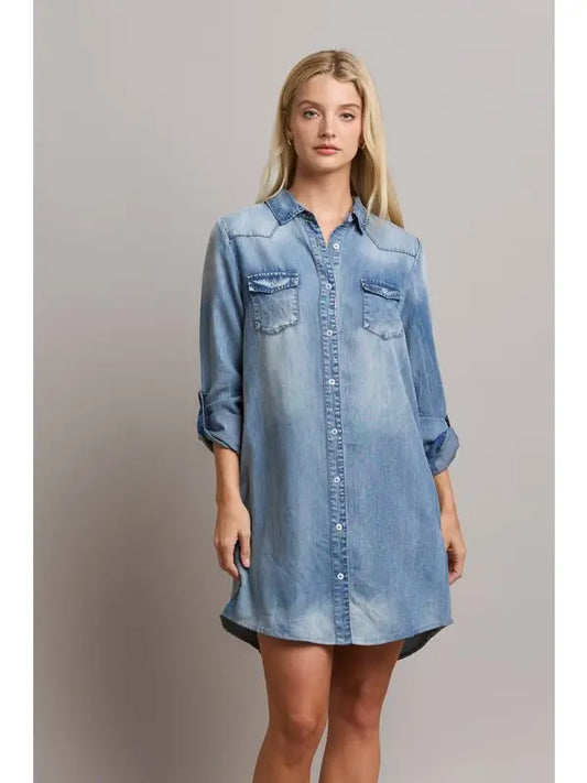 Denim Button Down Shirt Dress