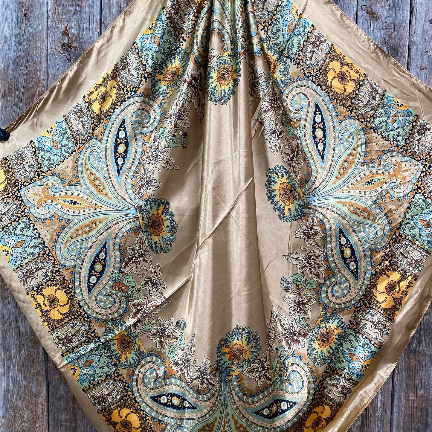 Neutral Tone Paisley Wild Rag / Scarf