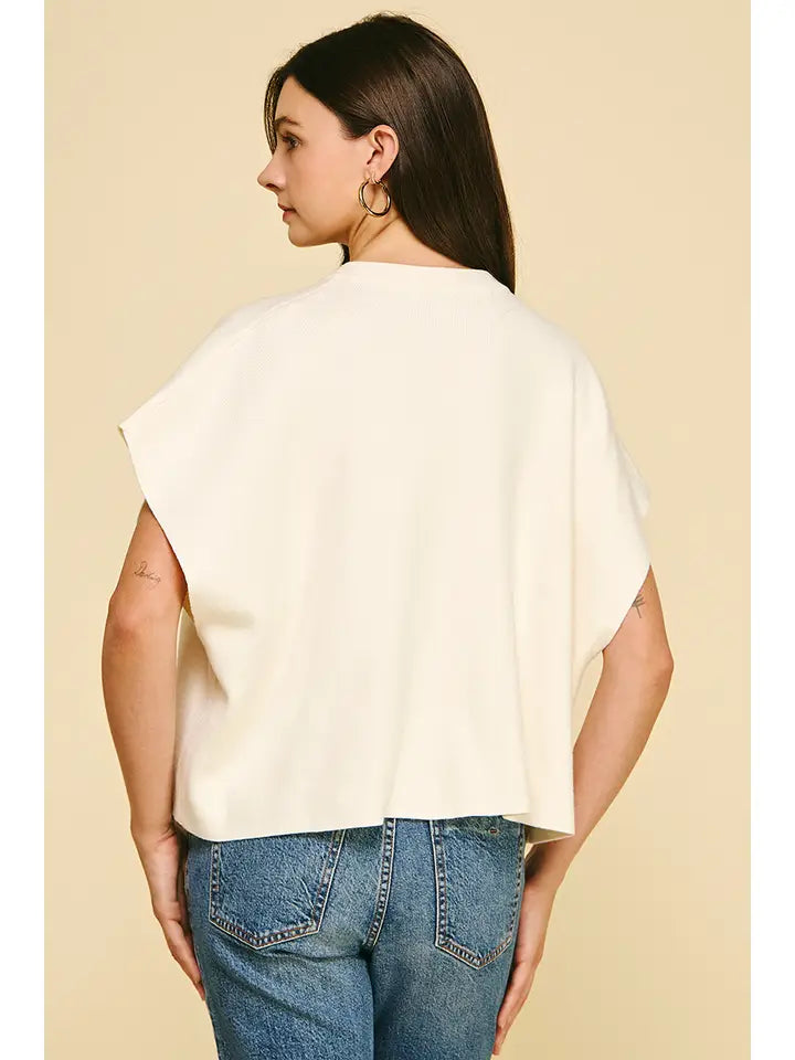 Button Down Cap Sleeve Sweater